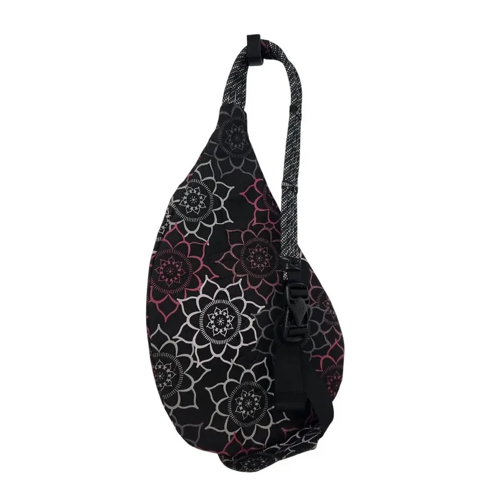Kavu Black & Pink Rope Medallion Crossbody Doily Dream Sling Backpack Women's OS